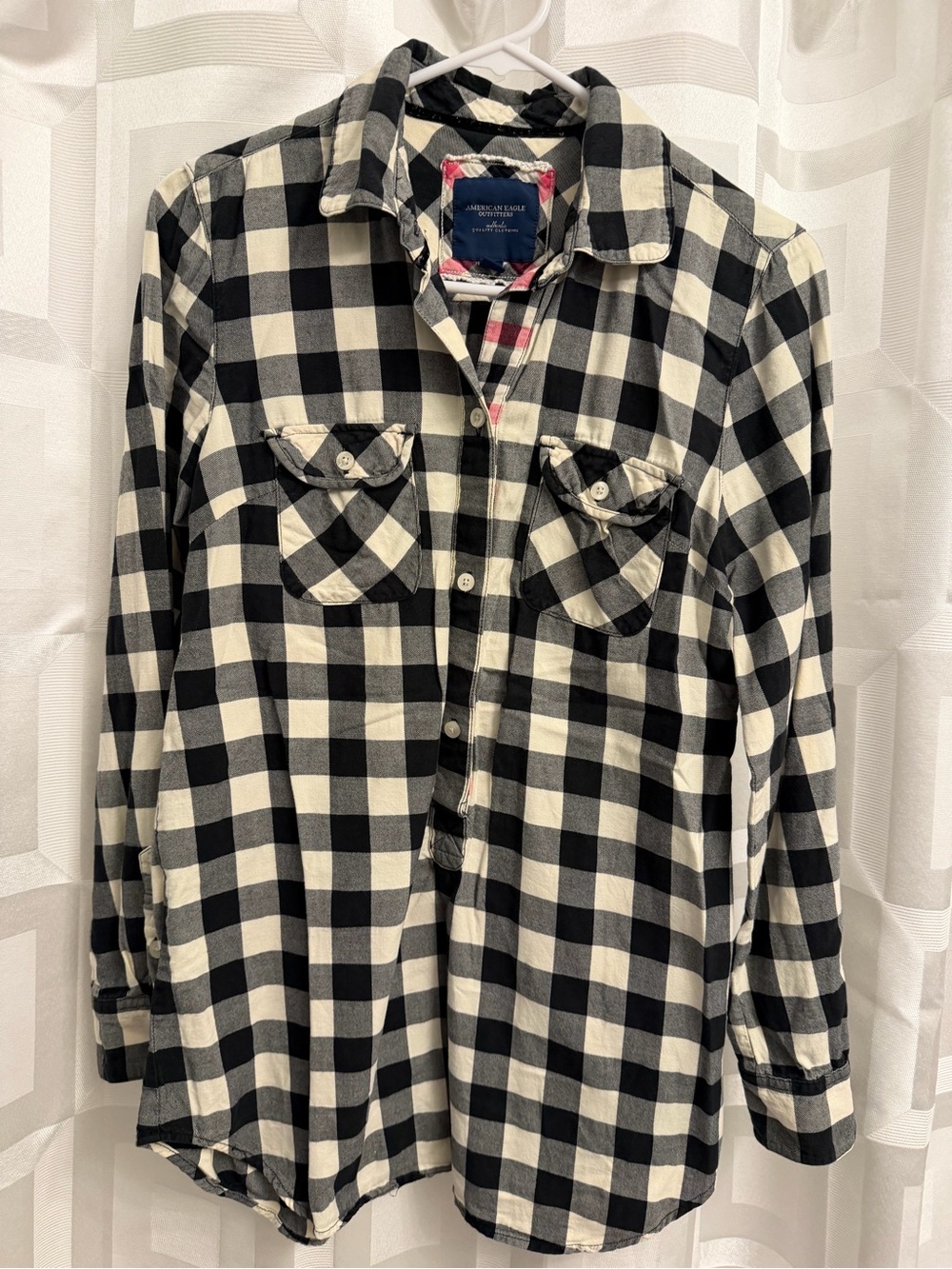 American Eagle Outfitters black white plaid flannel tunic size 4